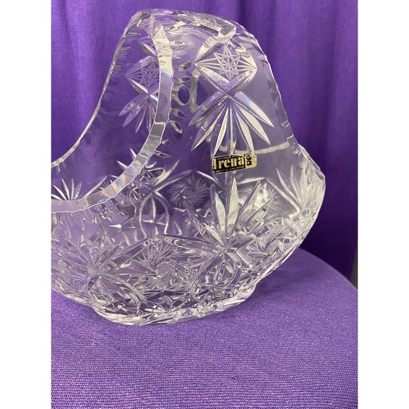 Vintage Lead Crystal Clear Cut Diamond Design Basket - Picture 10 of 15